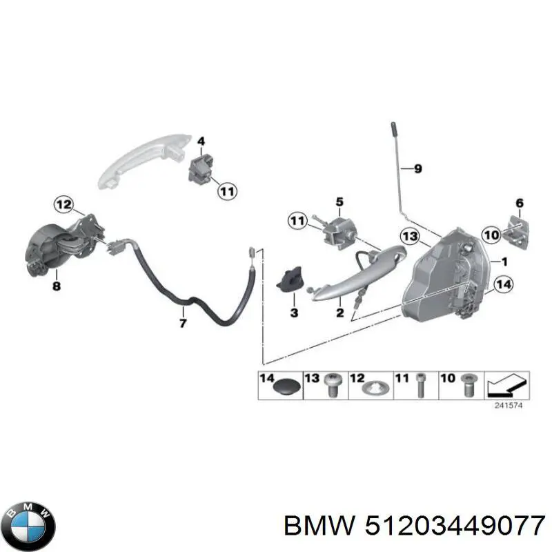 Держатель наружной ручки двери передней левой 51203449077 BMW