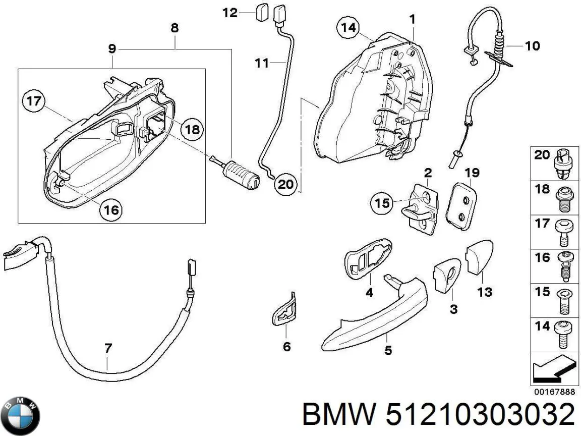 Ручка двери задней наружная правая 51210303032 BMW