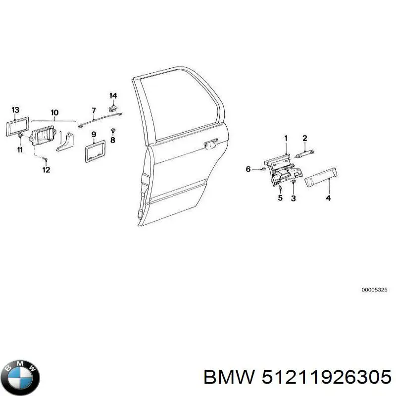 Купить 51211926305 BMW Ручка двери левой наружная передняя/задняя