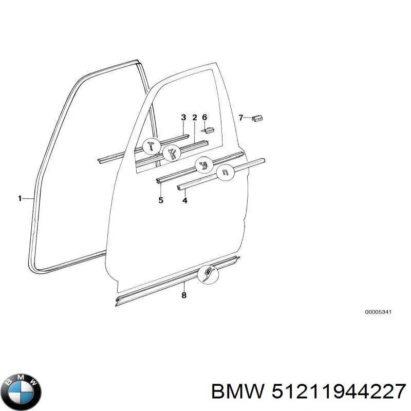 Уплотнитель двери передней левой (на двери) на BMW 5 (E34) купить.