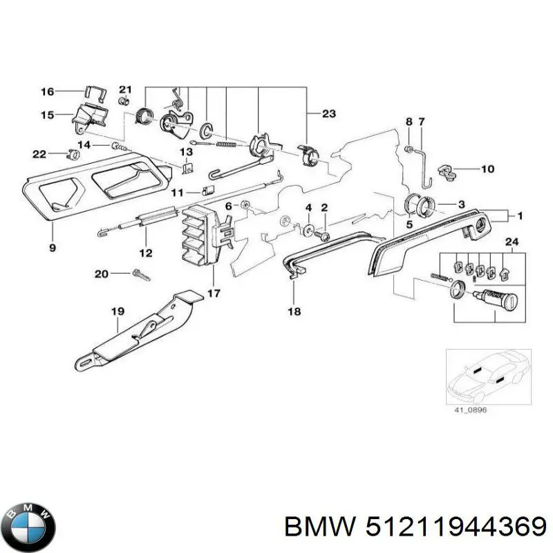 Ручка двери передней внутренняя левая 51211944369 BMW