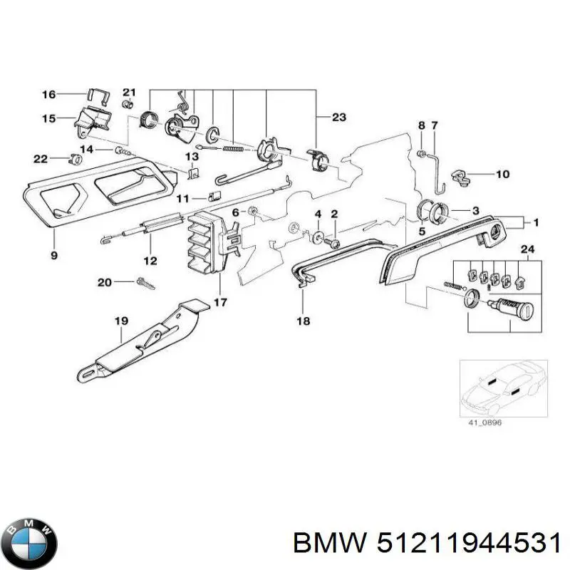 51211944531 BMW трос (тяга открывания замка двери передней левой)