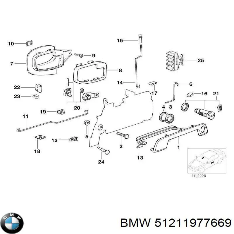 Tirador de puerta exterior delantero 51211977669 BMW