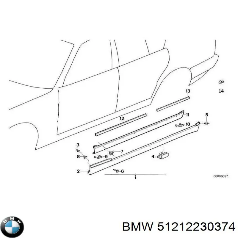 Revestimiento de la puerta delantera derecha 51212230374 BMW