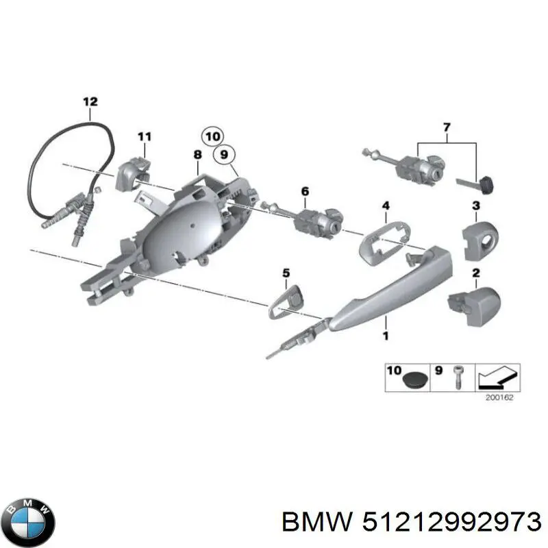 51212992973 BMW Держатель наружной ручки двери передней левой