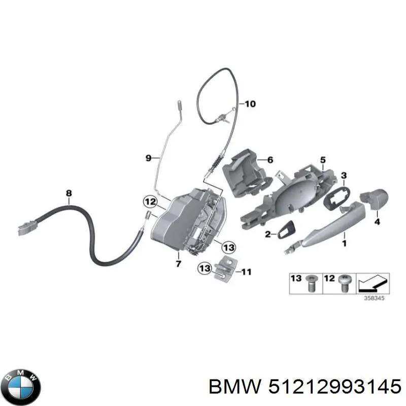 51212993145 BMW trinco de fecho da porta dianteira esquerda