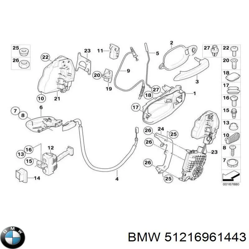 Ручка задней левой двери BMW 51216961443 цена, от 17.55 USD