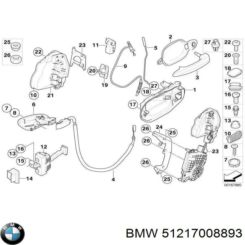 51217008893 BMW Трос замка двери передней