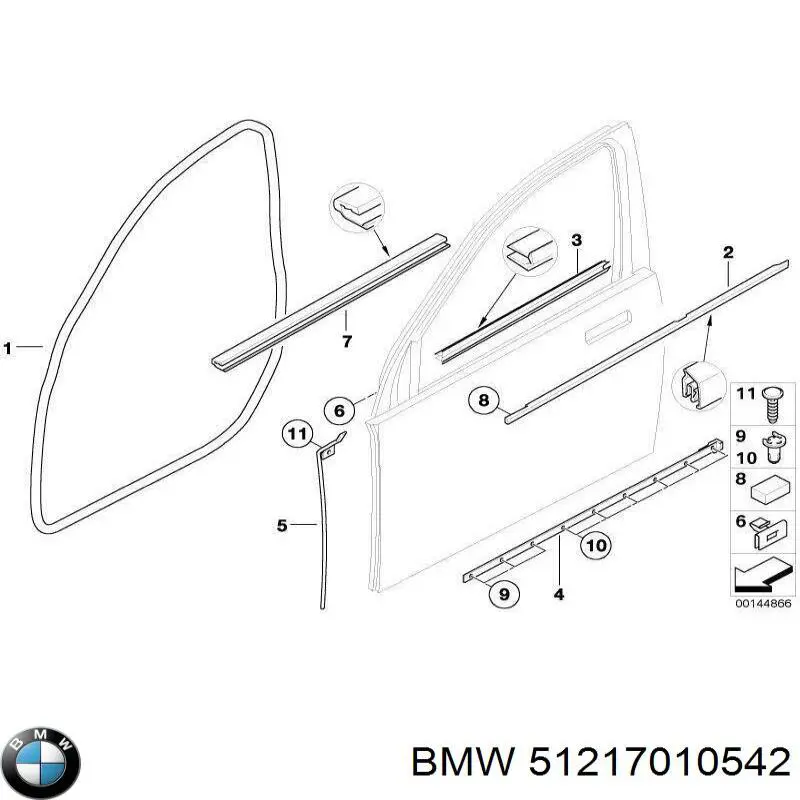 51217010542 BMW Молдинг опускного стекла нижний, двери передней, правой