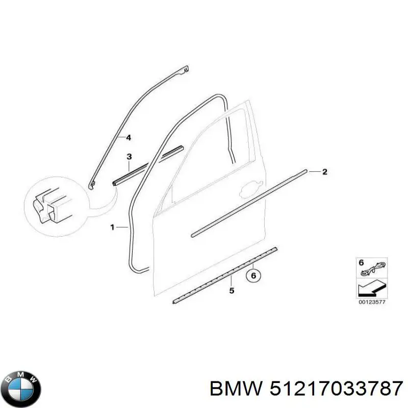 Уплотнитель двери передней (на кузове) 51217033787 BMW