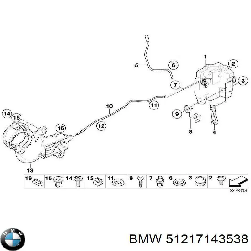 Тяга открывания двери передней BMW 51217143538 цена, от 11.29 USD