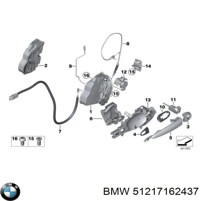 51217162443 BMW tampa de maçaneta externa da porta dianteira esquerda