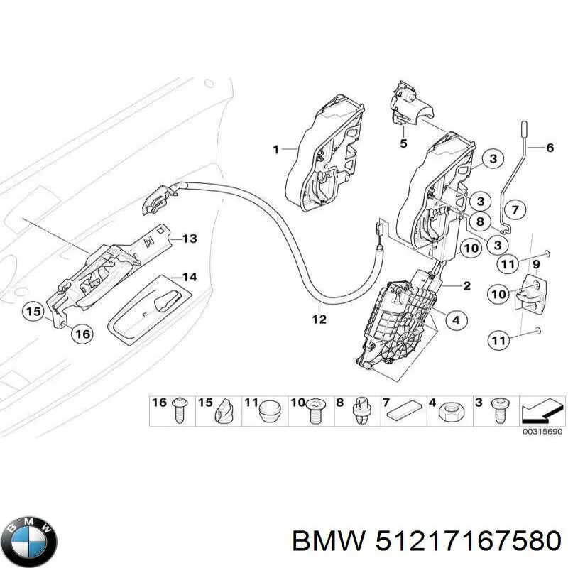 Дверной замок передний правый BMW 51217315020 цена, от 506.92 USD
