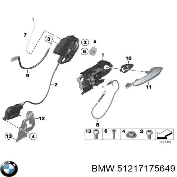 51217175649 BMW Держатель наружной ручки двери передней левой