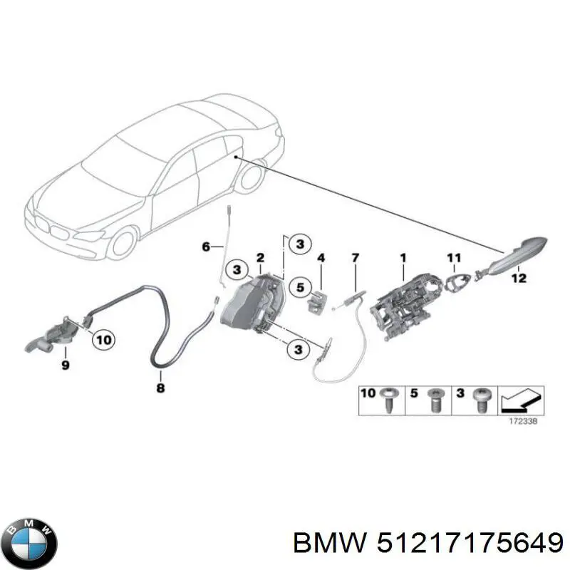 Купить 51217175649 BMW Держатель наружной ручки двери передней левой
