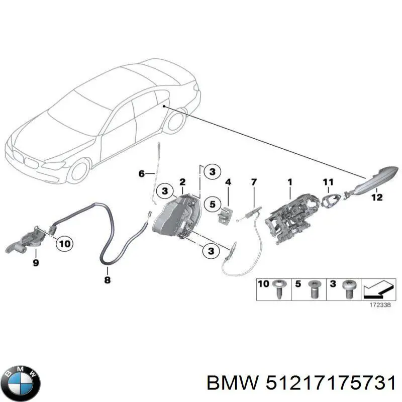 51217175731 BMW suporte de maçaneta externa da porta traseira esquerda