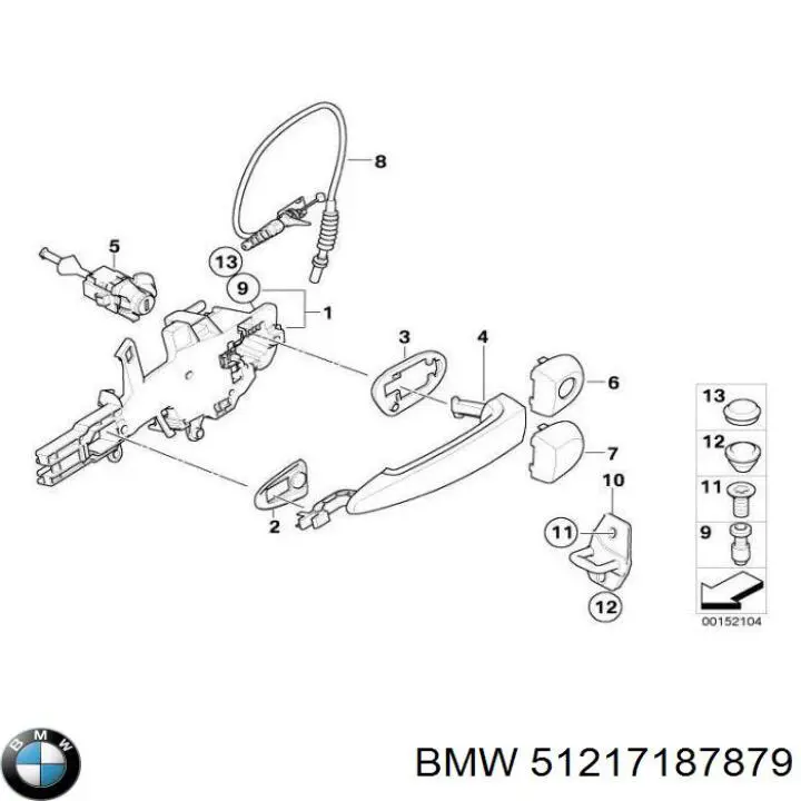 Личинка замка двери передней левой 51217187879 BMW