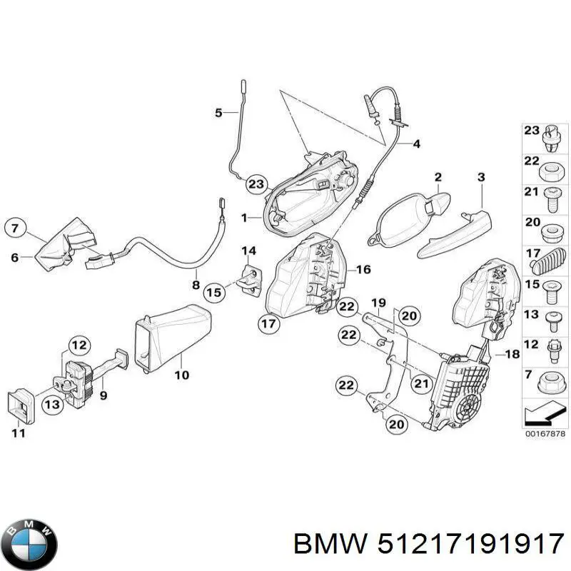 51217191917 BMW Держатель наружной ручки двери передней левой