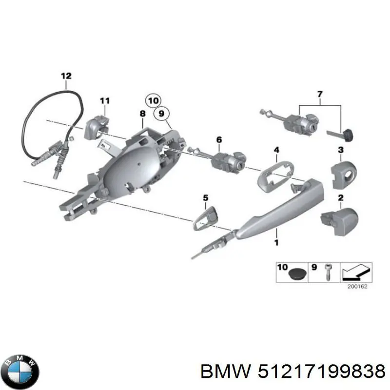 Держатель наружной ручки двери передней правой 51217199838 BMW