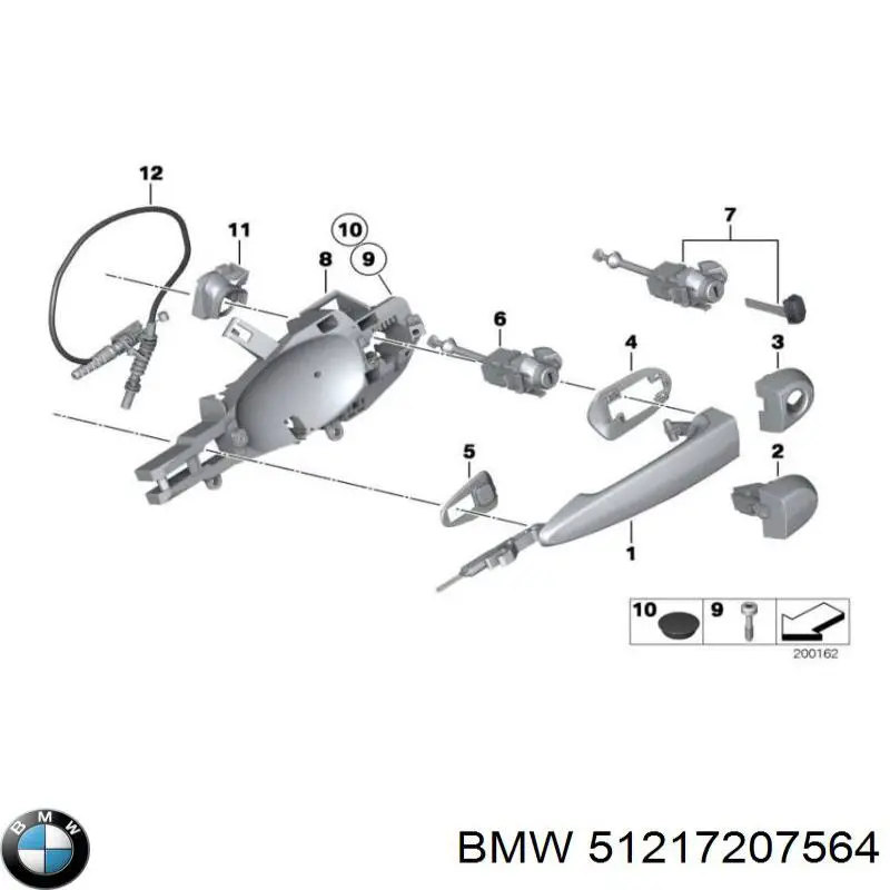 Ручка двери задней наружная правая 51217207564 Market (OEM)