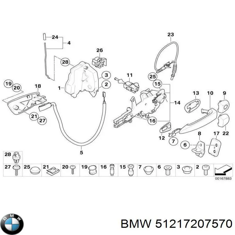 Ручка двери задней наружная правая 51217207570 BMW