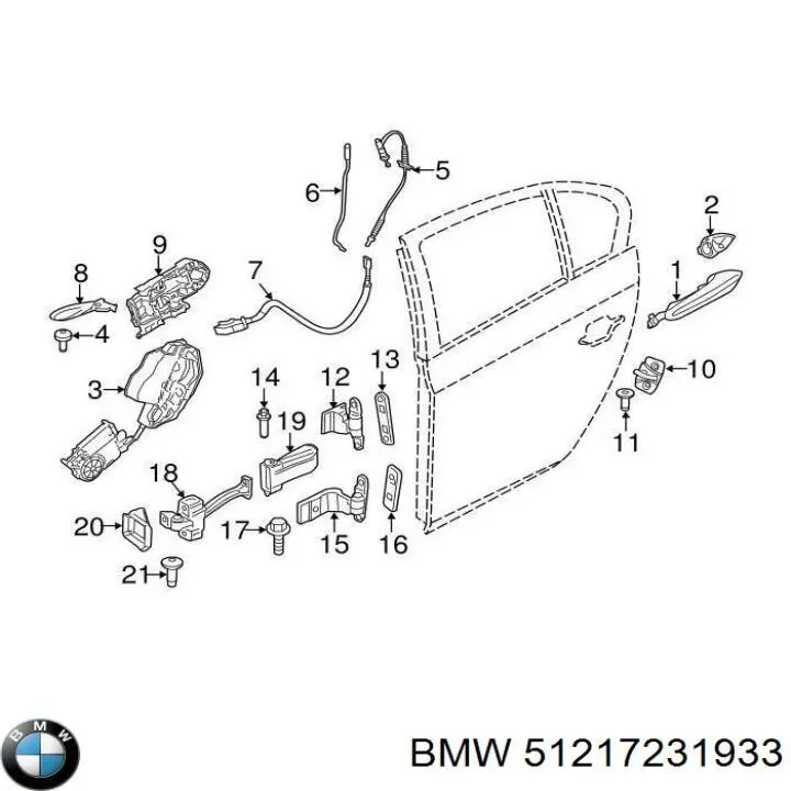 Ручка двери задней наружная левая 51217316383 BMW