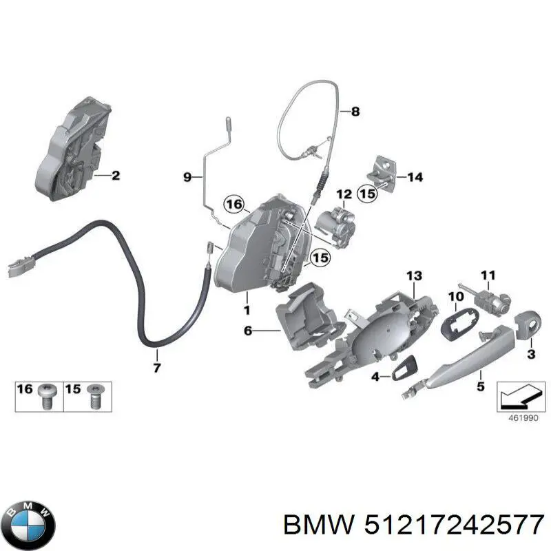 Купить 51217242577 BMW Трос (тяга) открывания замка двери передней левой