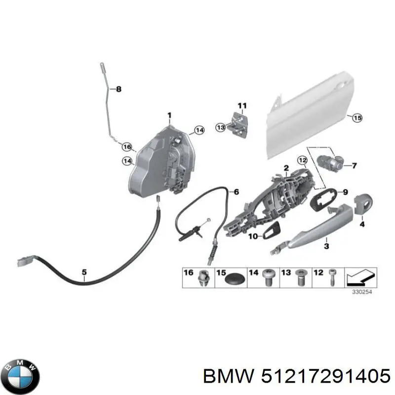 Трос (тяга) открывания замка двери передней левой 51217291405 BMW