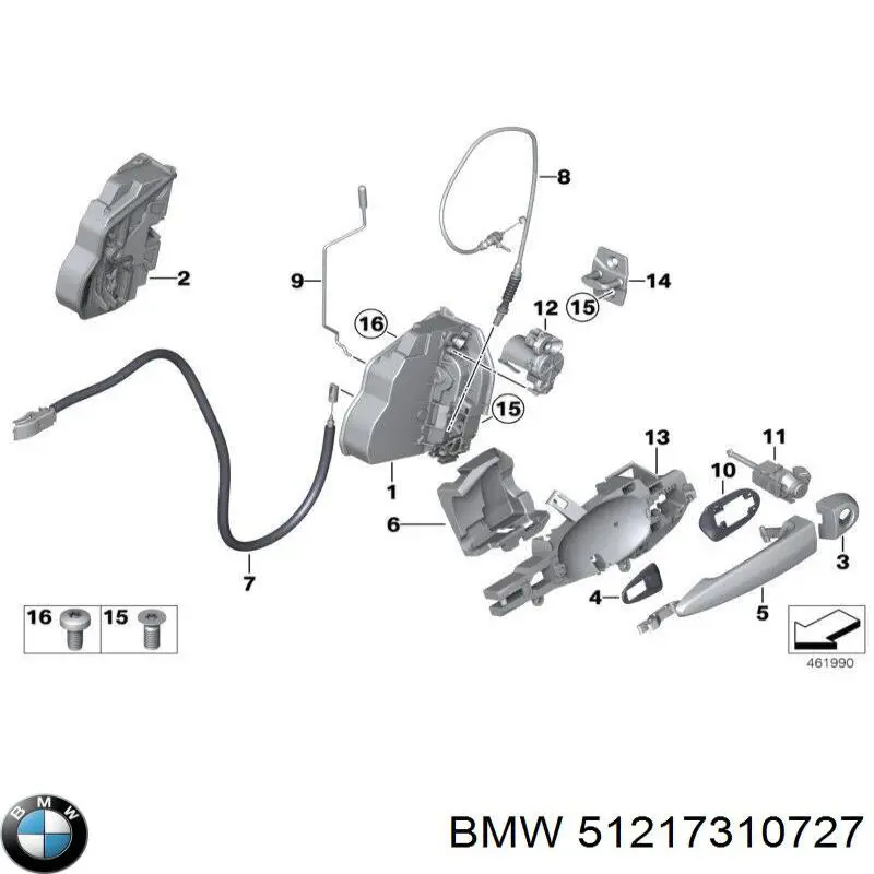 Купить 51217310727 BMW Личинка замка двери передней левой