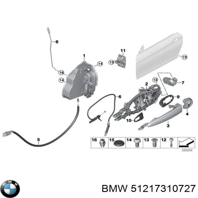 Личинка замка двери передней левой 51217310727 BMW