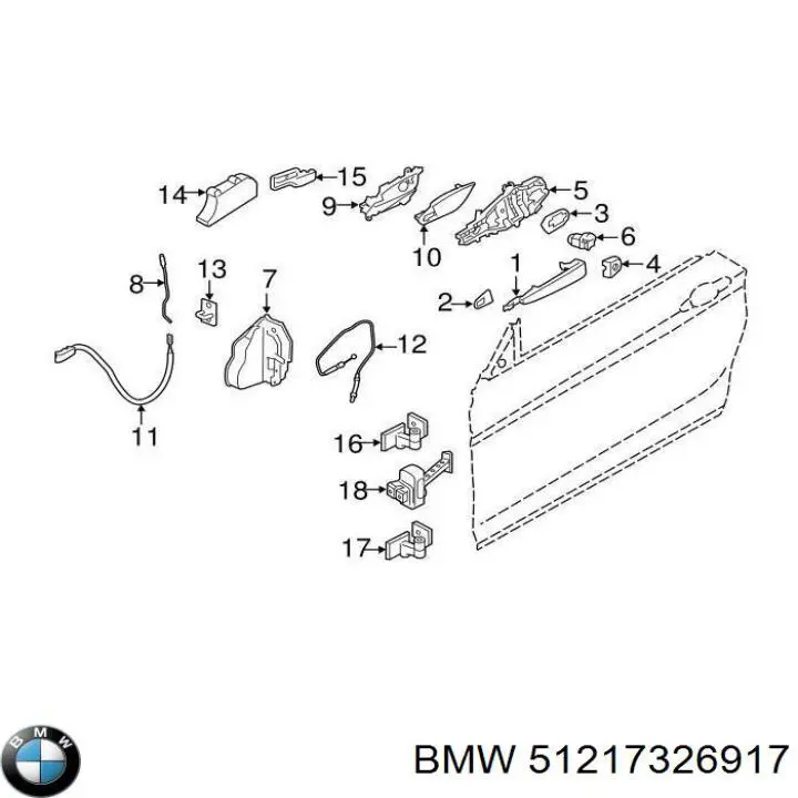 Maçaneta externa esquerda da porta traseira para BMW 4 (F36)