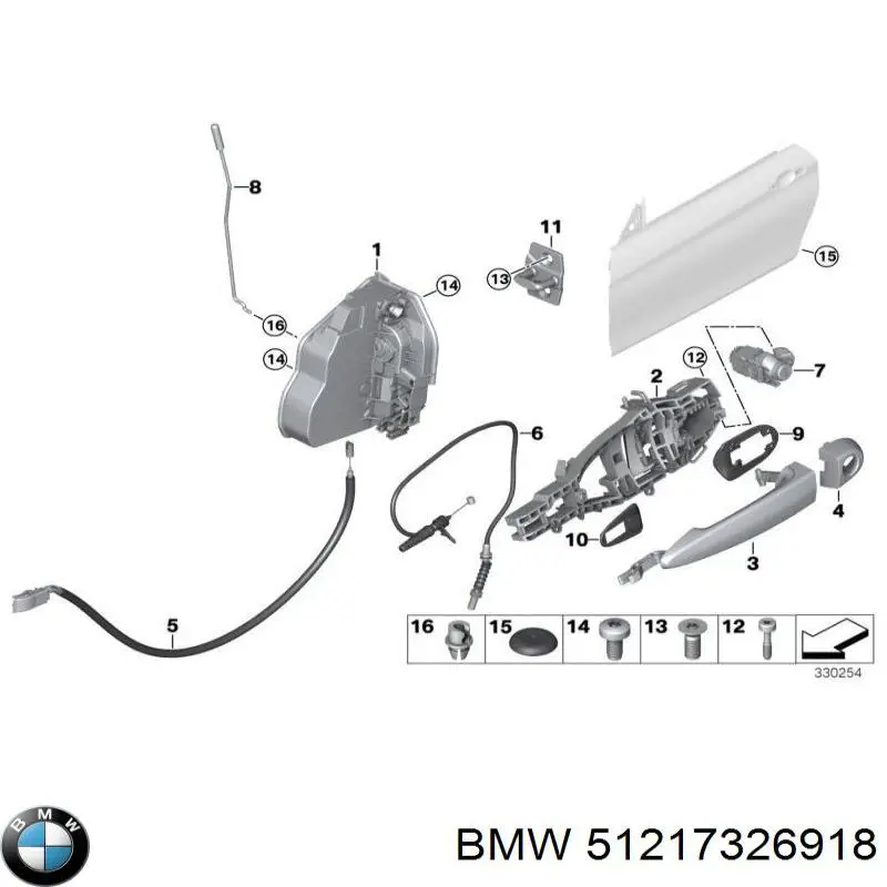 51217326918 BMW maçaneta externa direita da porta traseira