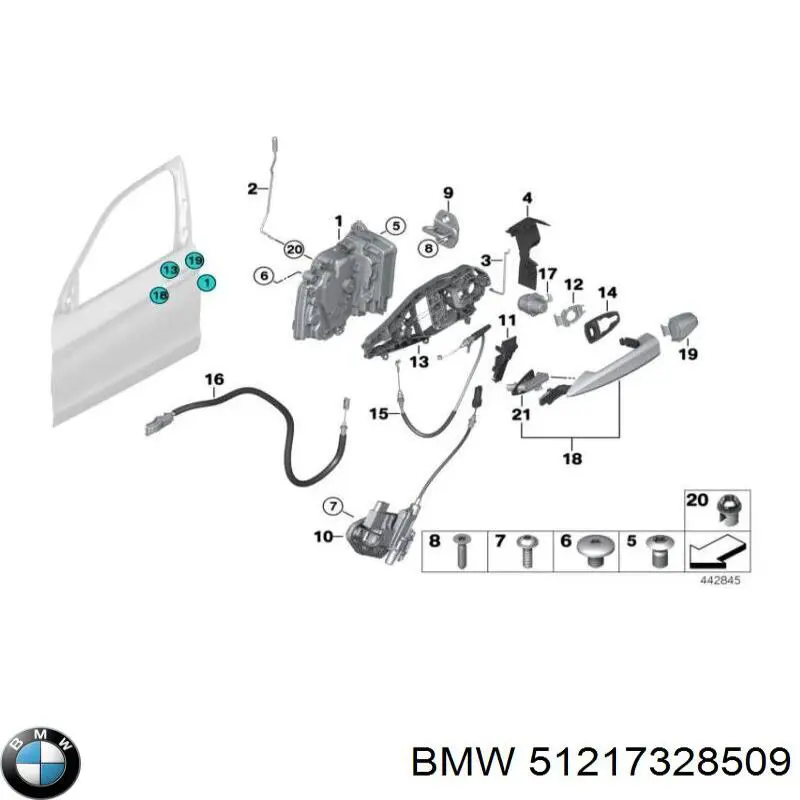 Ручка двери передней наружная левая 51217422117 BMW