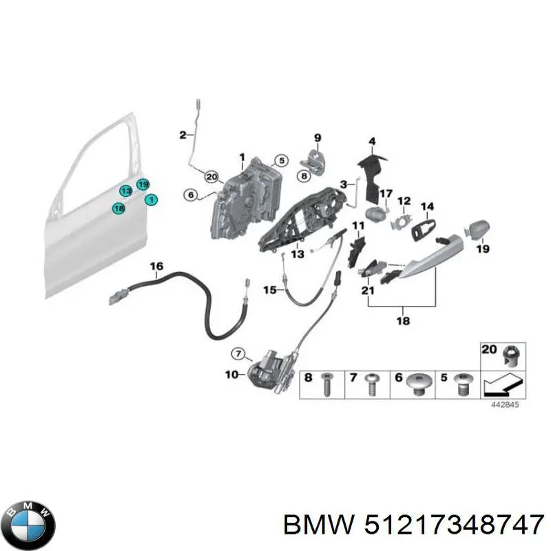 Ручка двери передней наружная левая BMW 51217348743 цена, от 92.49 USD