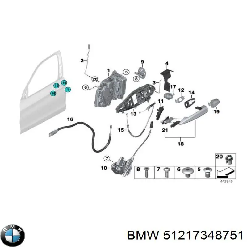 51217348751 BMW Ручка передней двери наружная, левая