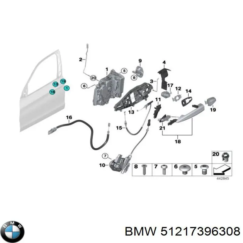51217396308 BMW Ручка двери задней наружная правая