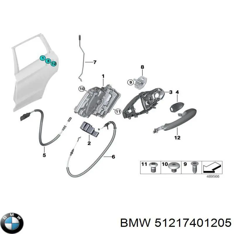 Держатель наружной ручки двери передней левой 9881775 BMW