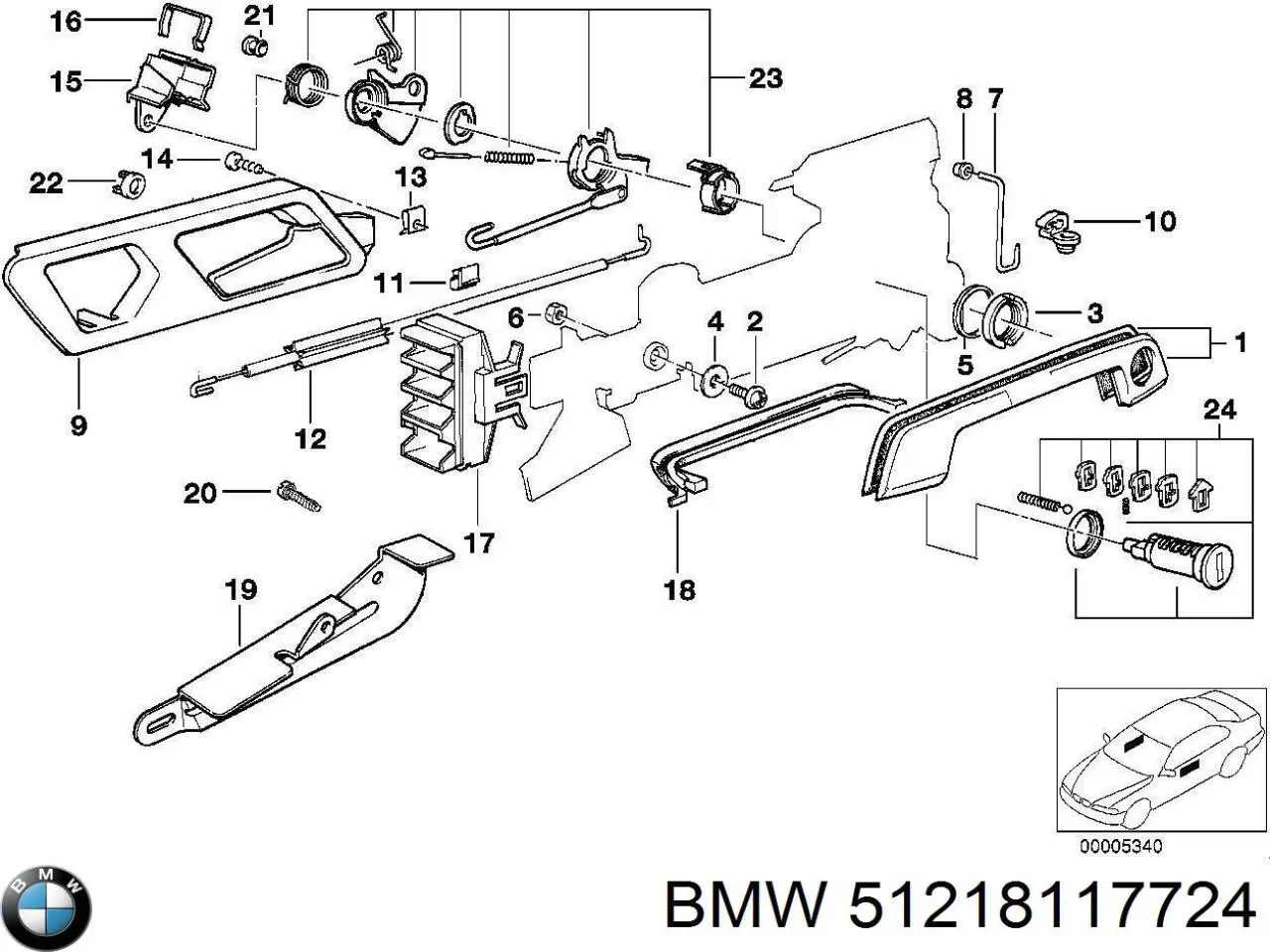 51211944532 BMW трос (тяга открывания замка двери передней правой)