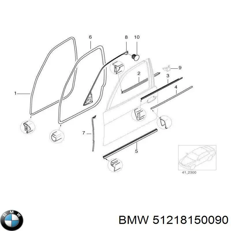 51218150090 BMW молдинг опускного стекла двери передней правой