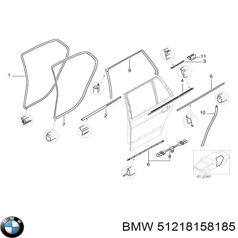 Moldura de puerta delantera izquierda inferior 51218158185 BMW