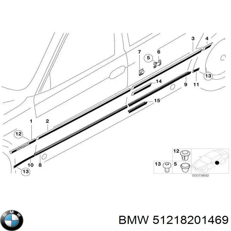 51218201469 BMW молдинг опускного стекла двери передней левой