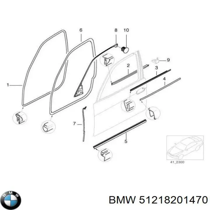 51218201470 BMW молдинг опускного стекла двери передней правой