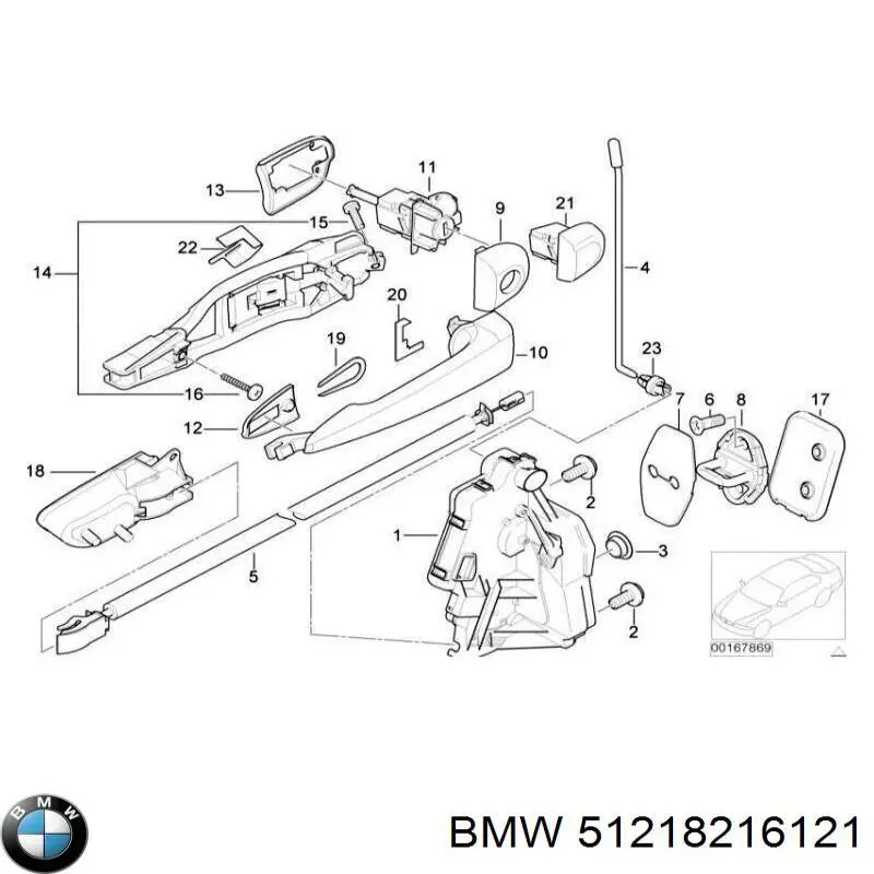 Купить 51218216121 BMW Ручка двери передней наружная левая