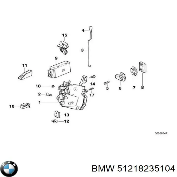 Замок передньої двері, правої 51218235104 BMW