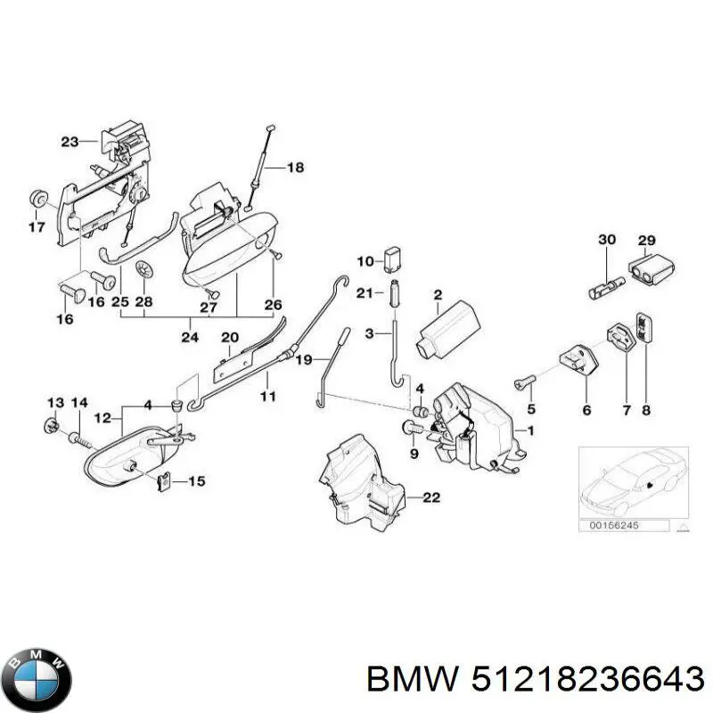 Держатель наружной ручки двери передней левой BMW 51218236643 цена, от 8.87 USD