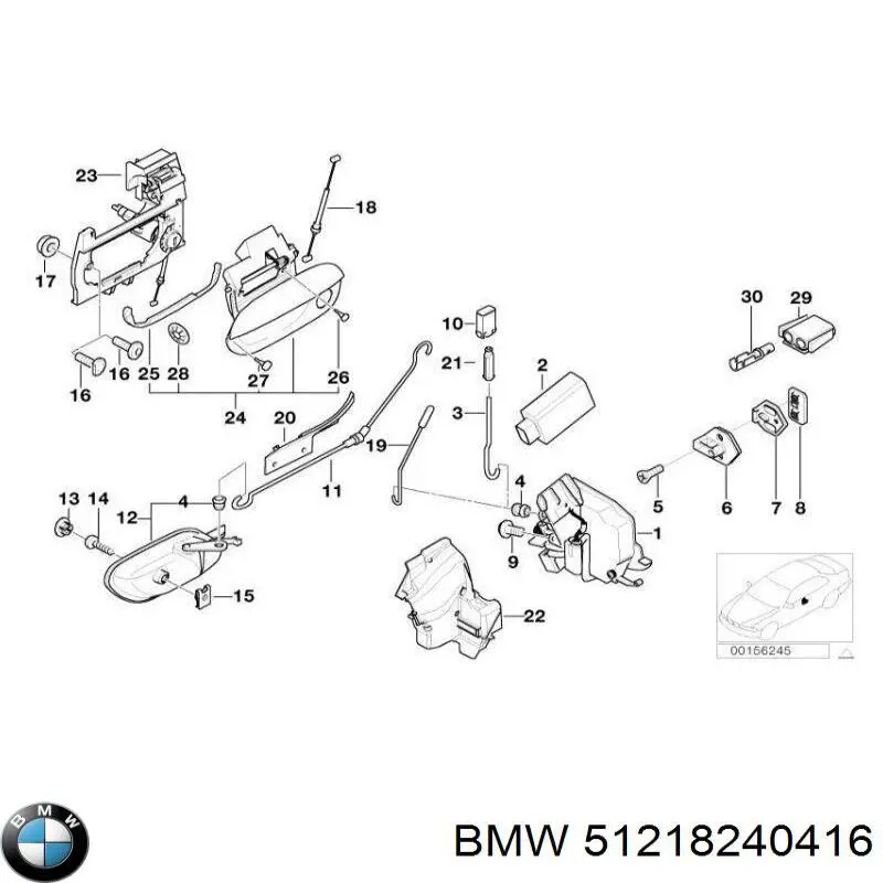 Ручка двери передней наружная правая на BMW 7 (E38) купить.