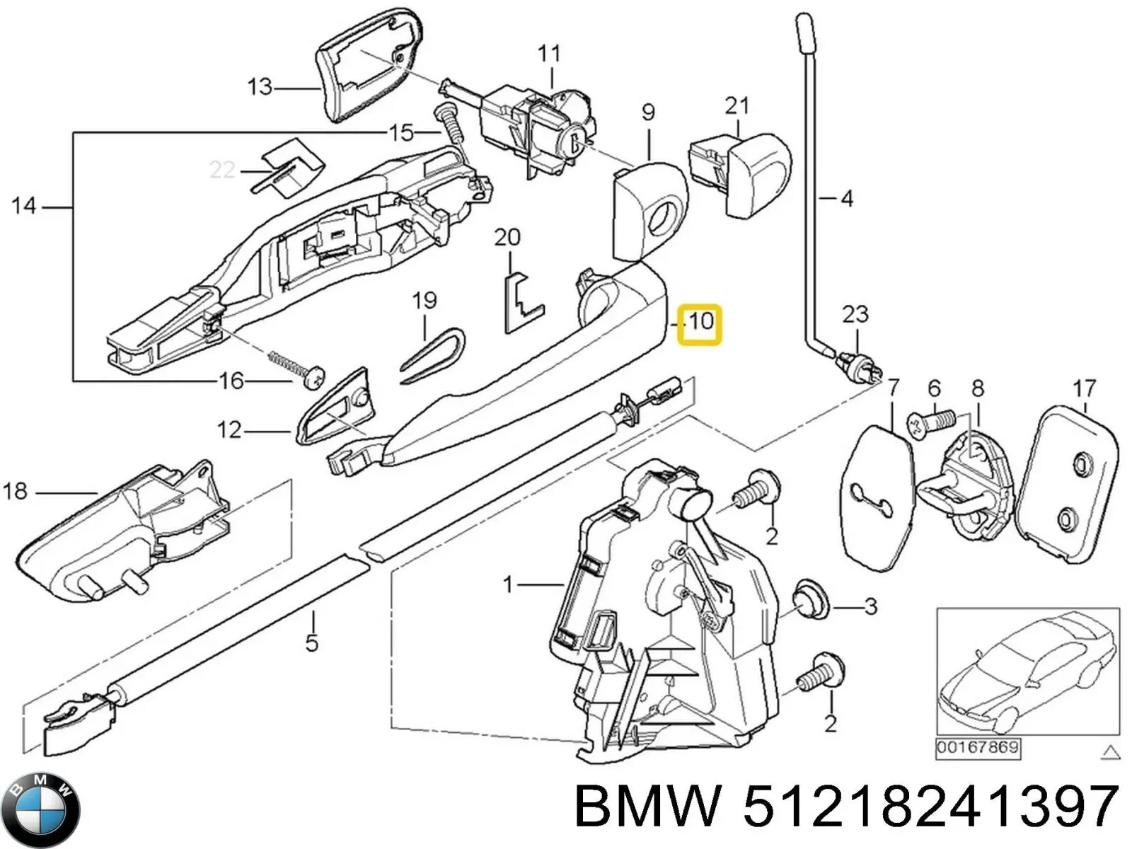 Ручка двери левой наружная передняя/задняя 51218241397 BMW