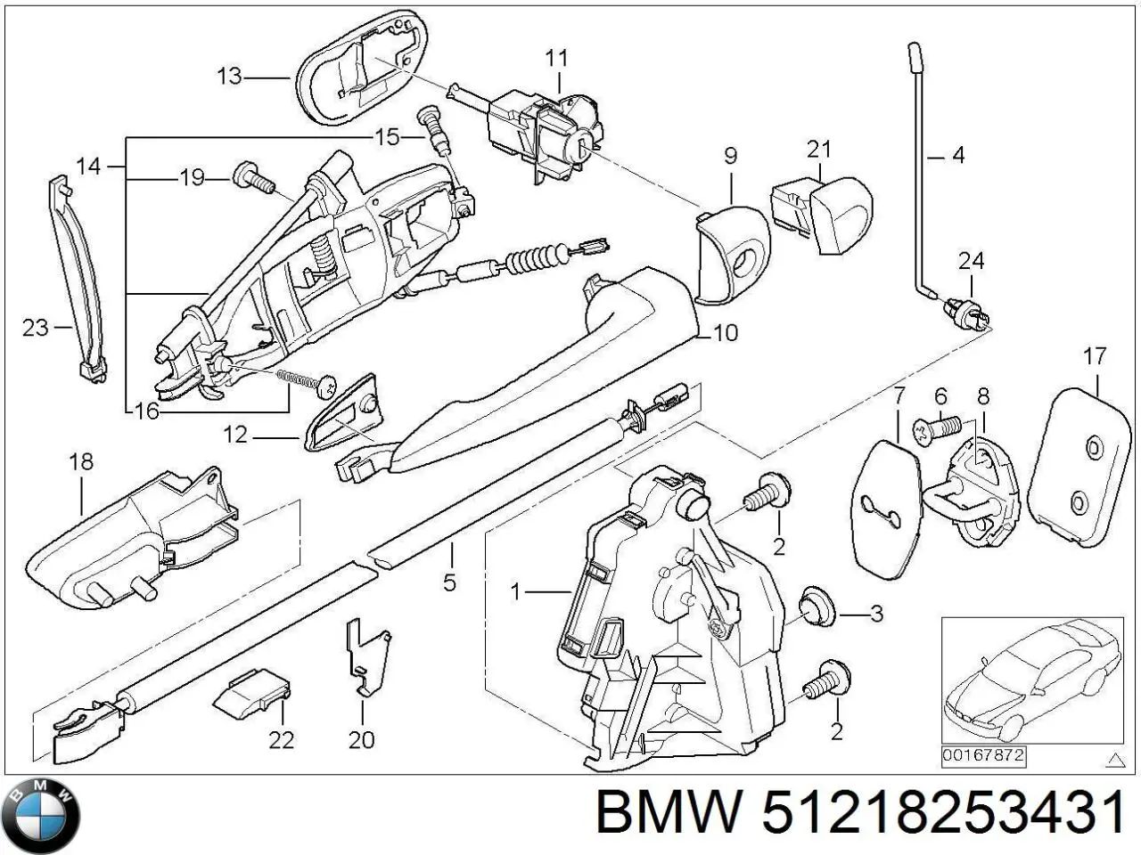 Fecho da porta dianteira esquerda para BMW 3 (E46)