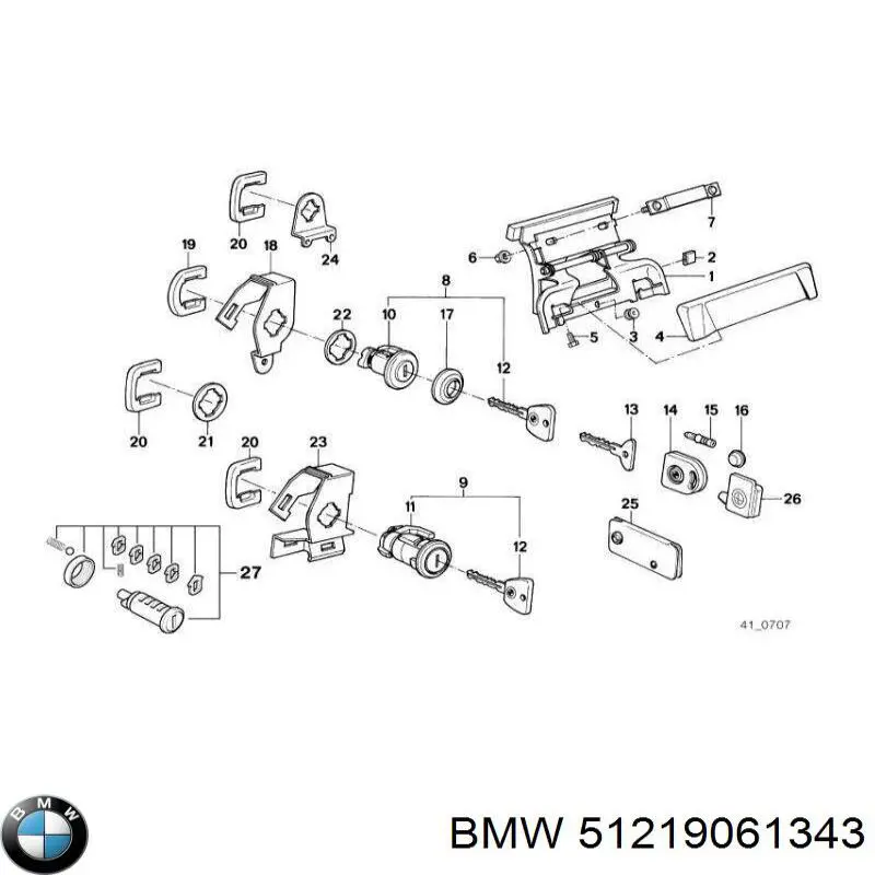 51219061343 BMW trinco de fecho da porta dianteira esquerda