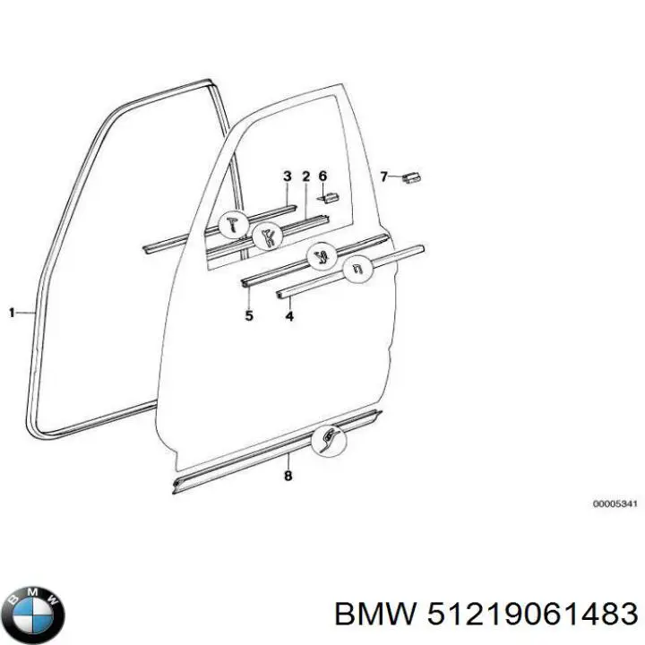 51219061483 BMW Уплотнитель двери передней левой (на двери)